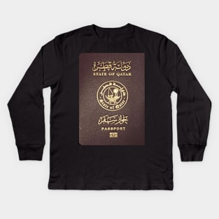 Qatar Passport Cover Kids Long Sleeve T-Shirt